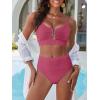 imageANRABESS Bikini Sets for Women Summer High Waisted 2 Piece Bathing Suit Ribbed UWire Cutout Swimsuit Beach Vacation 2026Deep Pink