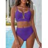 imageANRABESS Bikini Sets for Women Summer High Waisted 2 Piece Bathing Suit Ribbed UWire Cutout Swimsuit Beach Vacation 2026Deep Purple