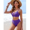 imageANRABESS Bikini Sets for Women Summer High Waisted 2 Piece Bathing Suit Ribbed UWire Cutout Swimsuit Beach Vacation 2026Deep Purple