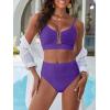 imageANRABESS Bikini Sets for Women Summer High Waisted 2 Piece Bathing Suit Ribbed UWire Cutout Swimsuit Beach Vacation 2026Deep Purple