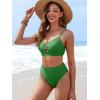imageANRABESS Bikini Sets for Women Summer High Waisted 2 Piece Bathing Suit Ribbed UWire Cutout Swimsuit Beach Vacation 2026Green