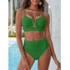 imageANRABESS Bikini Sets for Women Summer High Waisted 2 Piece Bathing Suit Ribbed UWire Cutout Swimsuit Beach Vacation 2026Green