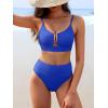 imageANRABESS Bikini Sets for Women Summer High Waisted 2 Piece Bathing Suit Ribbed UWire Cutout Swimsuit Beach Vacation 2026Royal Blue