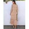 imageANRABESS Boho Maxi Dresses for Women Summer Puff Sleeve V Neck Flowy Long Casual Dress with Pockets 2026 Vacation ClothesFloral Apricot Red