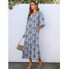 imageANRABESS Boho Maxi Dresses for Women Summer Puff Sleeve V Neck Flowy Long Casual Dress with Pockets 2026 Vacation ClothesFloral Blue Khaki