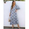 imageANRABESS Boho Maxi Dresses for Women Summer Puff Sleeve V Neck Flowy Long Casual Dress with Pockets 2026 Vacation ClothesFloral Blue Khaki