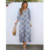 imageANRABESS Boho Maxi Dresses for Women Summer Puff Sleeve V Neck Flowy Long Casual Dress with Pockets 2026 Vacation ClothesFloral Blue Khaki