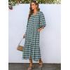 imageANRABESS Boho Maxi Dresses for Women Summer Puff Sleeve V Neck Flowy Long Casual Dress with Pockets 2026 Vacation ClothesFloral Dark Green