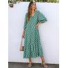 imageANRABESS Boho Maxi Dresses for Women Summer Puff Sleeve V Neck Flowy Long Casual Dress with Pockets 2026 Vacation ClothesFloral Green