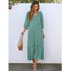 imageANRABESS Boho Maxi Dresses for Women Summer Puff Sleeve V Neck Flowy Long Casual Dress with Pockets 2026 Vacation ClothesFloral Green