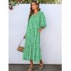 imageANRABESS Boho Maxi Dresses for Women Summer Puff Sleeve V Neck Flowy Long Casual Dress with Pockets 2026 Vacation ClothesFloral Light Green