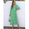 imageANRABESS Boho Maxi Dresses for Women Summer Puff Sleeve V Neck Flowy Long Casual Dress with Pockets 2026 Vacation ClothesFloral Light Green