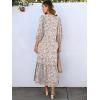 imageANRABESS Boho Maxi Dresses for Women Summer Puff Sleeve V Neck Flowy Long Casual Dress with Pockets 2026 Vacation ClothesFloral Orange White