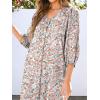 imageANRABESS Boho Maxi Dresses for Women Summer Puff Sleeve V Neck Flowy Long Casual Dress with Pockets 2026 Vacation ClothesFloral Orange White