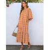imageANRABESS Boho Maxi Dresses for Women Summer Puff Sleeve V Neck Flowy Long Casual Dress with Pockets 2026 Vacation ClothesFloral Purple Yellow