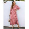 imageANRABESS Boho Maxi Dresses for Women Summer Puff Sleeve V Neck Flowy Long Casual Dress with Pockets 2026 Vacation ClothesFloral Red
