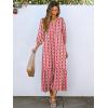 imageANRABESS Boho Maxi Dresses for Women Summer Puff Sleeve V Neck Flowy Long Casual Dress with Pockets 2026 Vacation ClothesFloral Red