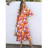 imageANRABESS Boho Maxi Dresses for Women Summer Puff Sleeve V Neck Flowy Long Casual Dress with Pockets 2026 Vacation ClothesFloral Red White