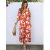 imageANRABESS Boho Maxi Dresses for Women Summer Puff Sleeve V Neck Flowy Long Casual Dress with Pockets 2026 Vacation ClothesFloral Red White
