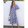 imageANRABESS Boho Maxi Dresses for Women Summer Puff Sleeve V Neck Flowy Long Casual Dress with Pockets 2026 Vacation ClothesFloral White