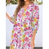 imageANRABESS Boho Maxi Dresses for Women Summer Puff Sleeve V Neck Flowy Long Casual Dress with Pockets 2026 Vacation ClothesFloral Yellow Pink