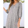 imageANRABESS Boho Maxi Dresses for Women Summer Puff Sleeve V Neck Flowy Long Casual Dress with Pockets 2026 Vacation ClothesKhaki Polka Dot Gray