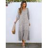 imageANRABESS Boho Maxi Dresses for Women Summer Puff Sleeve V Neck Flowy Long Casual Dress with Pockets 2026 Vacation ClothesKhaki Polka Dot Gray