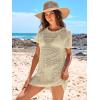 imageANRABESS Swimsuit Cover Up for Women 2026 Crochet Bathing Suit Swimwear Mesh Knit Beach Dress Summer Vacation ClothesBeige