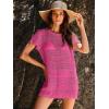 imageANRABESS Swimsuit Cover Up for Women 2026 Crochet Bathing Suit Swimwear Mesh Knit Beach Dress Summer Vacation ClothesHot Pink