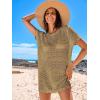 imageANRABESS Swimsuit Cover Up for Women 2026 Crochet Bathing Suit Swimwear Mesh Knit Beach Dress Summer Vacation ClothesKhaki