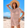 imageANRABESS Swimsuit Cover Up for Women 2026 Crochet Bathing Suit Swimwear Mesh Knit Beach Dress Summer Vacation ClothesLight Pink