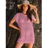 imageANRABESS Swimsuit Cover Up for Women 2026 Crochet Bathing Suit Swimwear Mesh Knit Beach Dress Summer Vacation ClothesPink