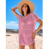 imageANRABESS Swimsuit Cover Up for Women 2026 Crochet Bathing Suit Swimwear Mesh Knit Beach Dress Summer Vacation ClothesPink