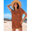 imageANRABESS Swimsuit Cover Up for Women 2026 Crochet Bathing Suit Swimwear Mesh Knit Beach Dress Summer Vacation ClothesRust