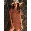 imageANRABESS Swimsuit Cover Up for Women 2026 Crochet Bathing Suit Swimwear Mesh Knit Beach Dress Summer Vacation ClothesRust