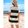imageANRABESS Swimsuit Cover Up for Women 2026 Crochet Bathing Suit Swimwear Mesh Knit Beach Dress Summer Vacation ClothesStripe Black White