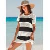 imageANRABESS Swimsuit Cover Up for Women 2026 Crochet Bathing Suit Swimwear Mesh Knit Beach Dress Summer Vacation ClothesStripe Black White