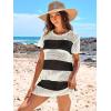 imageANRABESS Swimsuit Cover Up for Women 2026 Crochet Bathing Suit Swimwear Mesh Knit Beach Dress Summer Vacation ClothesStripe Black White