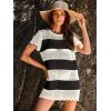 imageANRABESS Swimsuit Cover Up for Women 2026 Crochet Bathing Suit Swimwear Mesh Knit Beach Dress Summer Vacation ClothesStripe Black White