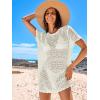 imageANRABESS Swimsuit Cover Up for Women 2026 Crochet Bathing Suit Swimwear Mesh Knit Beach Dress Summer Vacation ClothesWhite