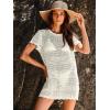imageANRABESS Swimsuit Cover Up for Women 2026 Crochet Bathing Suit Swimwear Mesh Knit Beach Dress Summer Vacation ClothesWhite