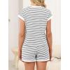 imageANRABESS Women 2 Piece Pajama Lounge Sets Stripe Knit Cap Sleeve Tee Shirts Shorts 2026 Casual Summer Loungewear Shorts SetBlack White Striped