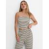 imageANRABESS Women 2 Piece Sets Summer Striped Outfits Matching Tube Top Wide Leg Lounge Pants 2026 Travel Beach Vacation ClothesBeige Black Stripe