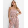 imageANRABESS Women 2 Piece Sets Summer Striped Outfits Matching Tube Top Wide Leg Lounge Pants 2026 Travel Beach Vacation ClothesBeige Red Stripe