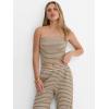 imageANRABESS Women 2 Piece Sets Summer Striped Outfits Matching Tube Top Wide Leg Lounge Pants 2026 Travel Beach Vacation ClothesBrown White Stripe