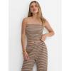 imageANRABESS Women 2 Piece Sets Summer Striped Outfits Matching Tube Top Wide Leg Lounge Pants 2026 Travel Beach Vacation ClothesKhaki Coffee Stripe