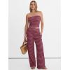 imageANRABESS Women 2 Piece Sets Summer Striped Outfits Matching Tube Top Wide Leg Lounge Pants 2026 Travel Beach Vacation ClothesWine Red Pink Stripe