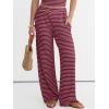 imageANRABESS Women 2 Piece Sets Summer Striped Outfits Matching Tube Top Wide Leg Lounge Pants 2026 Travel Beach Vacation ClothesWine Red Pink Stripe
