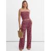 imageANRABESS Women 2 Piece Sets Summer Striped Outfits Matching Tube Top Wide Leg Lounge Pants 2026 Travel Beach Vacation ClothesWine Red Pink Stripe