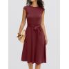 imageANRABESS Women Cap Sleeve Cocktail Party Semi Formal Midi Dress 2026 Summer Spring ALine Swing Wedding Guest Vintage DressesDark Red